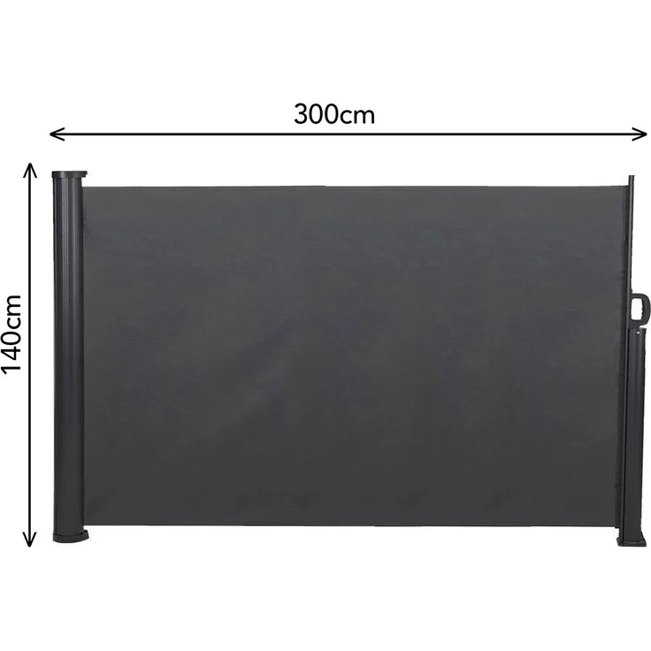 Brixy Ausziehbarer Windschutz – 300 x 140 cm – ausziehbar – Rollbar – Sonnenschutz – Garten, Strand, Terrasse, Balkon, Camping - Sichtschutz – Seitenmarkise – Wetterfest - Anthrazit – Bild 2