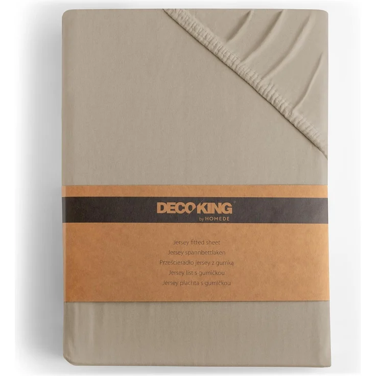 DecoKing Spannbettlaken 100x200 120x200 cm 100% gekämmte Baumwolle Cappuccino Spannbetttücher Jersey Boxspringbett Amber 100x200 120x200 – Bild 1