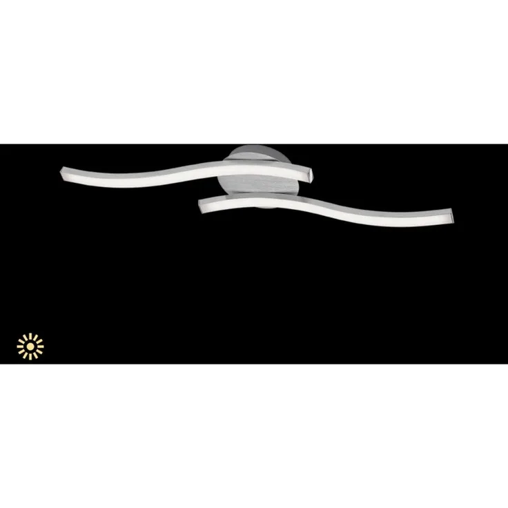 Briloner Leuchten – LED Deckenleuchte, wellenförmige Deckenlampe, 2-flammig, 2x6W, warm weißes Licht, 55. 4 cm, aluminiumfarbig