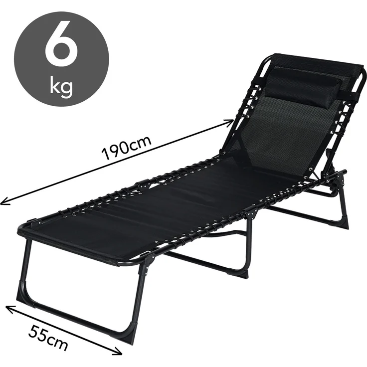 Brixy Sonnenliegen (2er Set) - Faltbar - Inklusive Kopfkissen - Sonnenliegen - Liegestühle - verstellbar - Garten - Wetterfest - Anthrazit – Bild 10