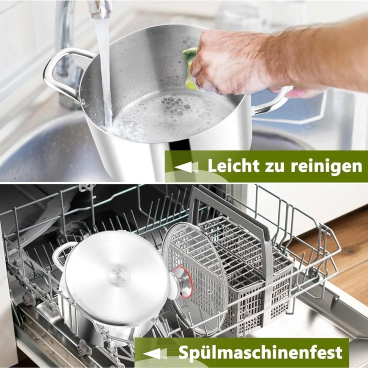 Kochtopf 24cm 3-Lagiger Edelstahl ≈ Glasdeckel 5,6L Induktion – Bild 6