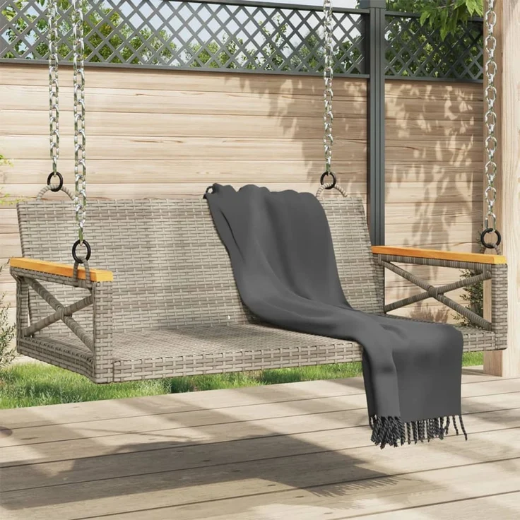 vidaXL Hängebank Grau 109x62x40 cm Poly Rattan 368153 – Bild 1