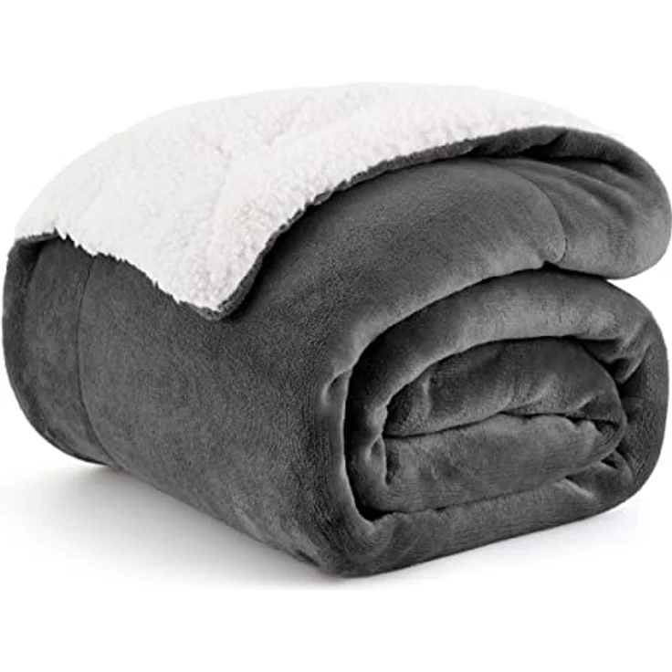 BEDSURE Decke Sofa Kuscheldecke Anthrazit - warm Sherpa Sofaüberwurf Decke, Dicke Sofadecke Couchdecke, 150x200 cm XL Flauschige Wohndecke für Couch – Bild 2