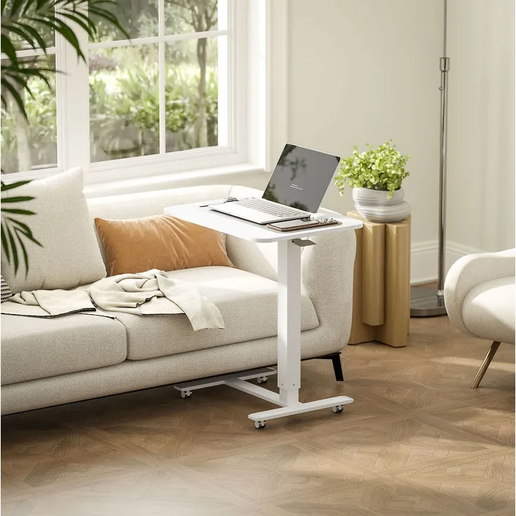 Höhenverstellbarer Schreibtisch mit Rollen, 65x48x70-110 cm, Weiß