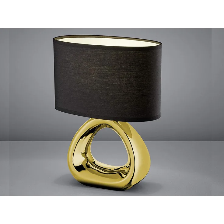 Design Tischleuchte, Keramik, gold schwarz, H 34,5 cm, GIZEH