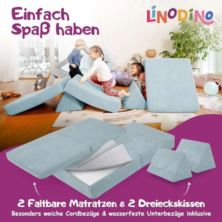 Linodino Kindersofa Spielsofa I aus Schaumstoff Bausteine I Spielcouch für Kinder, 3 Jahre Garantie – Bild 5