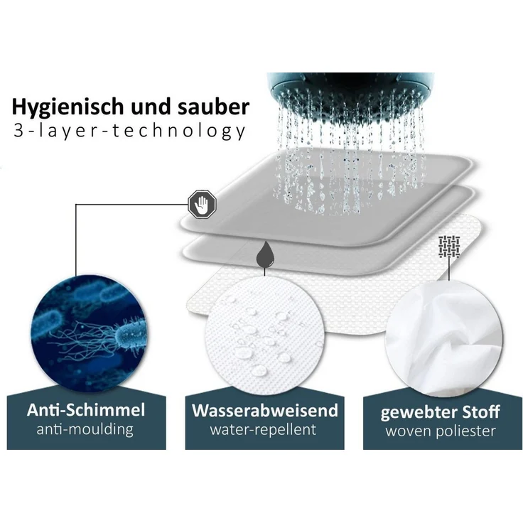Arteneur Duschvorhang Breite 120 cm, Anti-Schimmel Beschichtet, Beschwerter Saum, Waschbar 40°C – Bild 2