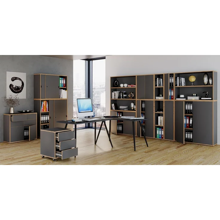 VCM Büroschrank Salia 920790 Anthrazit H. 110 x B. 100 x T. 33 cm – Bild 4