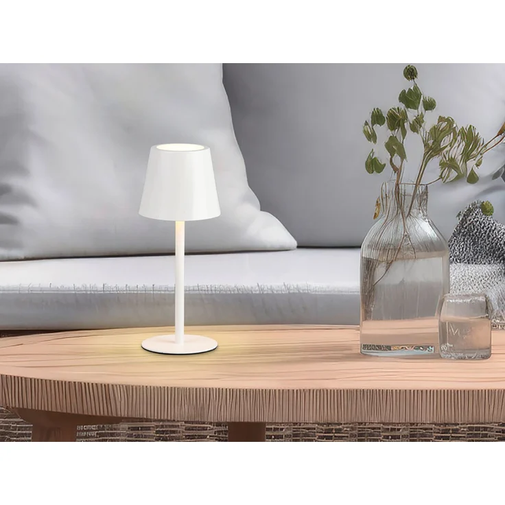 Akku LED Tischleuchte DIAZ kabellos für Innen & Außen, Weiß - 21cm klein – Bild 1