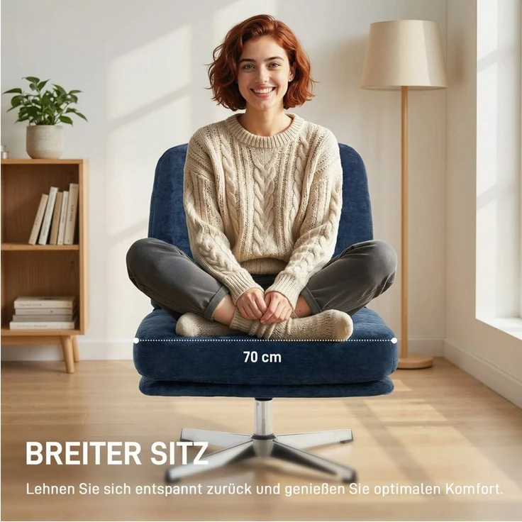 HOMCOM Relaxsessel breiter Loungesessel (Moderner Polsterstuhl, 1-St, Sessel), 360° drehbar, extra breiter Sitz – Bild 3