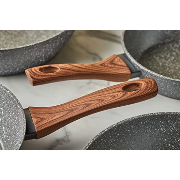 RESTO Kitchenware Bratpfanne Aquila, tiefe Schmorpfanne langlebig und spülmaschinenfest, Aluminium (1-tlg), mit ergonomischem weichem Griff in Holzoptik – Bild 5