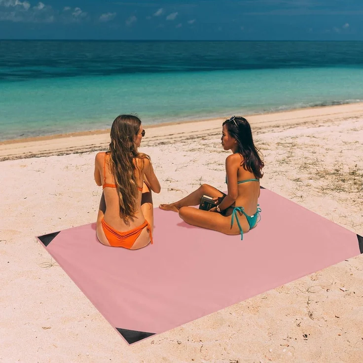 Picknickdecke Stranddecke Sandabweisend Ultraleicht 110 X 160 CM Rosa – Bild 7