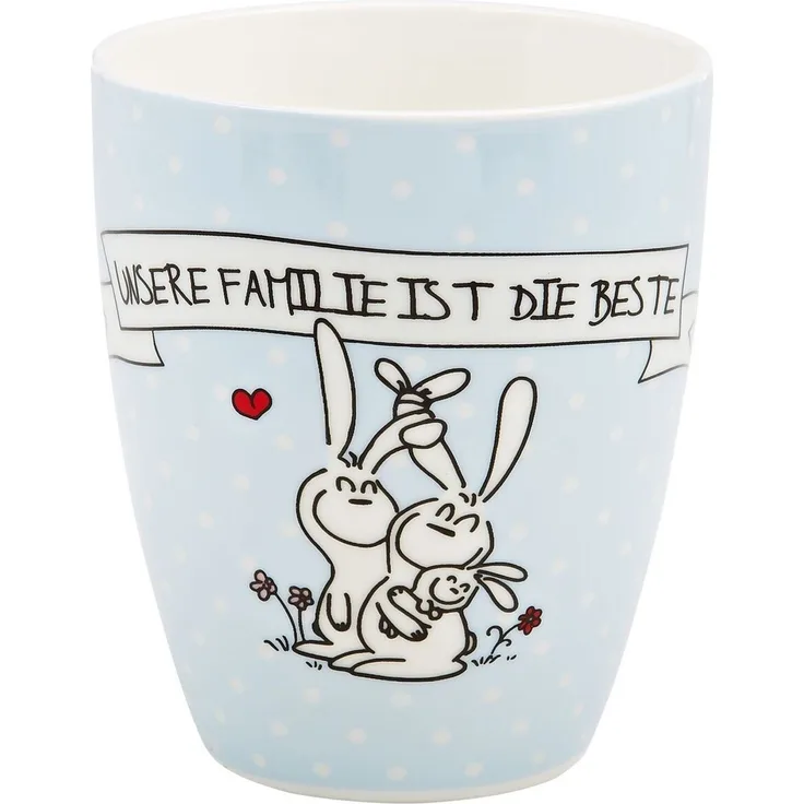 MEA LIVING Henkelbecher 400 ml Spruch UNSERE FAMILIE IST DIE BESTE Tasse Becher