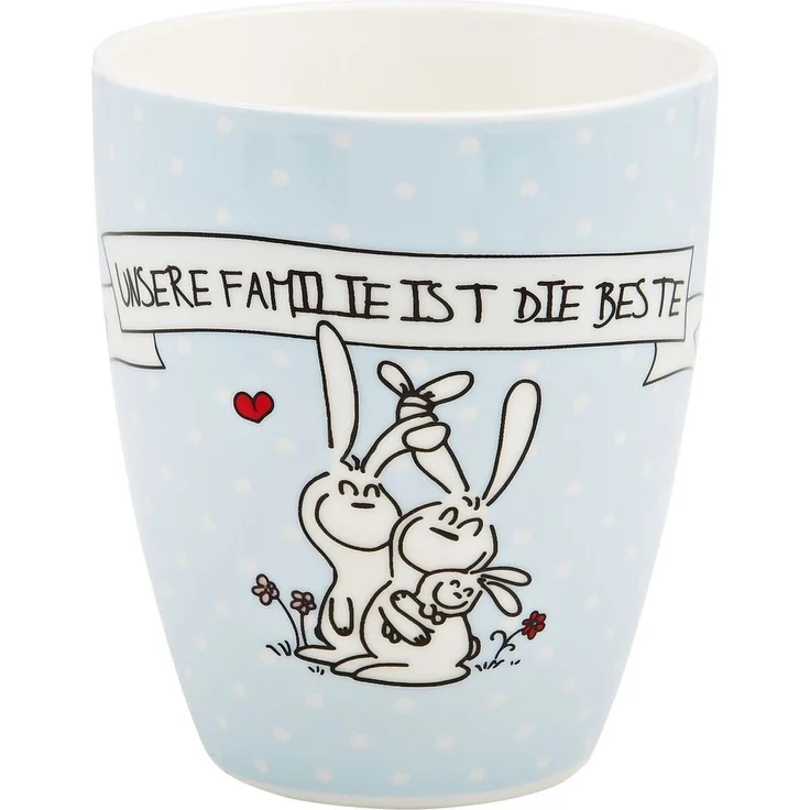 MEA LIVING Henkelbecher 400 ml Spruch UNSERE FAMILIE IST DIE BESTE Tasse Becher