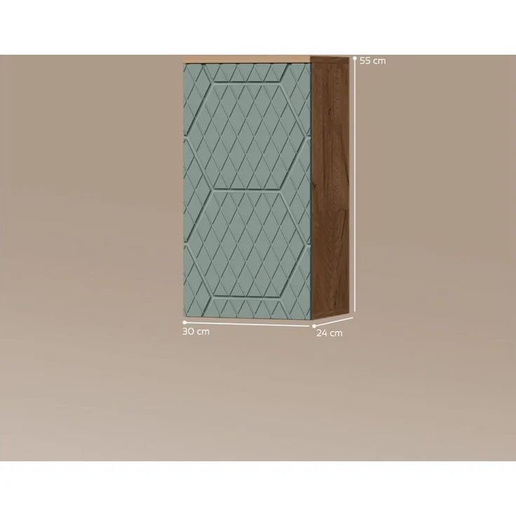 Livinity® Hängeschrank Ronco, Grün/Goldkraft Eiche/Goldkraft Eiche, 30 x 59 cm 2 Fächer,. (1-St) – Bild 2