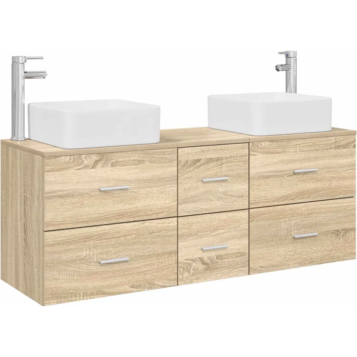 vidaXL Badezimmerschrank-Set 3 stk. Sonoma-Eiche 129 x 41 x 80 cm 3405829 – Bild 2