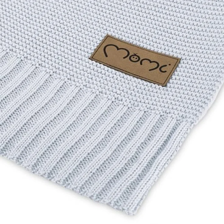 MoMi Kinder- und Babydecke HUG, 80x110 cm, Kuscheldecke aus 50% Baumwolle mit 50% Bambusfasern, Strickdecke ideal für Buggy, Kinderwagen und Babybett – Bild 20