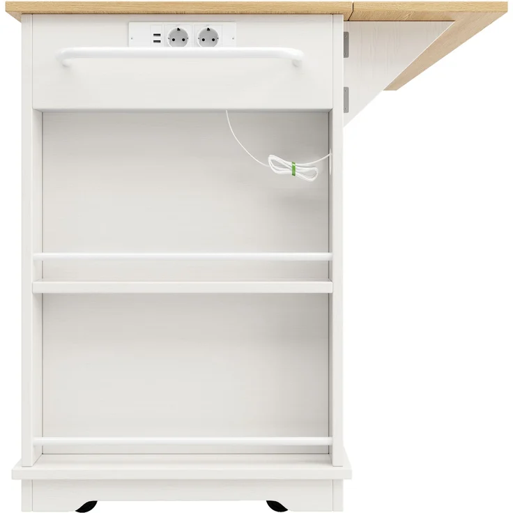 Kücheninsel, Küchenwagen mit Steckdosenleiste ausgestattet, Küchenschrank, Servierwagen mit arbeitsplatte, buffetschrank, Speisewagen mit Holzmaserung, buffetschrank,weiß – Bild 5