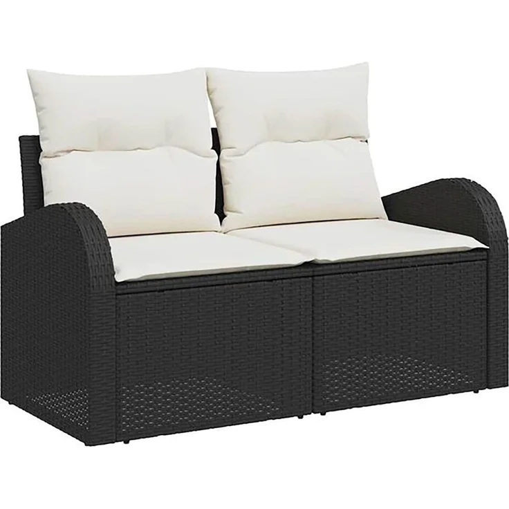 vidaXL Sofa Set 7 stk. Schwarz und Cremeweiß Polyrattan und Stahl 3448695 – Bild 3