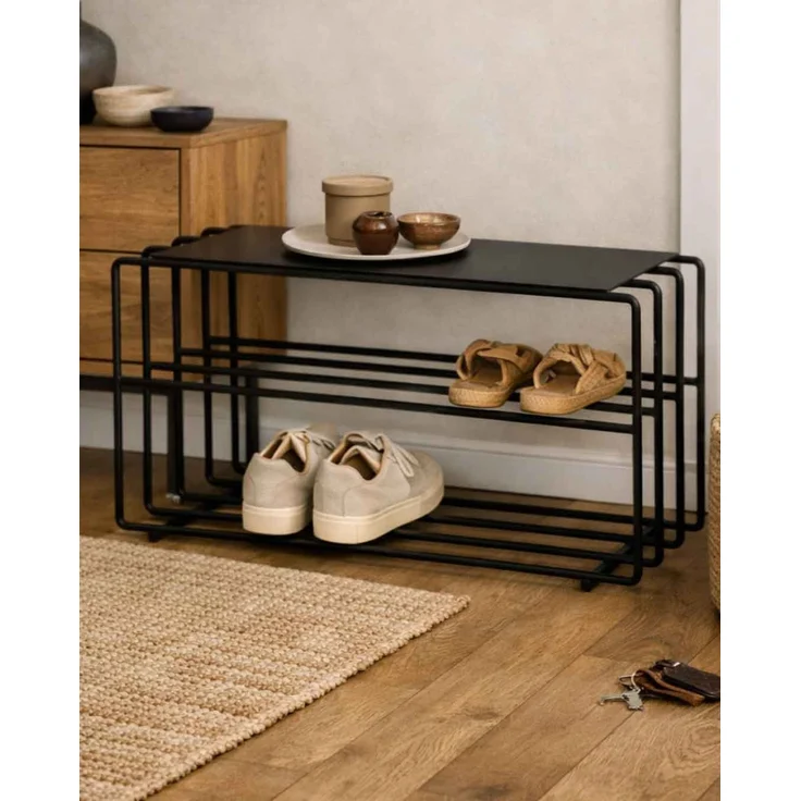Schuhregal NEVA, Stahl 41 x 80 x 30 cm, schwarz, modern – Bild 4