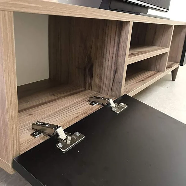 HOME MANIA Mobile Porta TV Dore, Holz, Walnuss-Schwarz, 160 x 29,7 x 40,6 cm – Bild 7