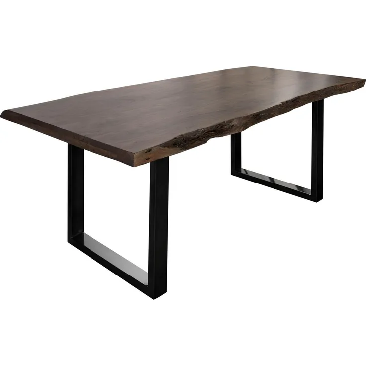 Baumtisch Akazie 200x100x77 grau lackiert / U-Beine anthrazit glänzend FREEFORM 5
