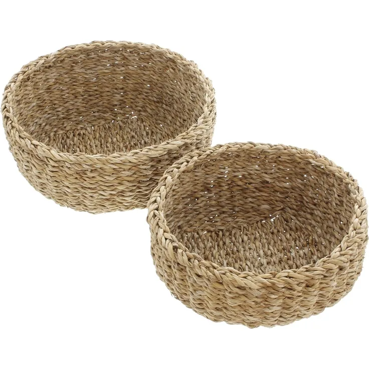 Schale Seegras rund 2er Set Deko Aufbewahrung Obstschale Tisch Korb Ø 25 cm