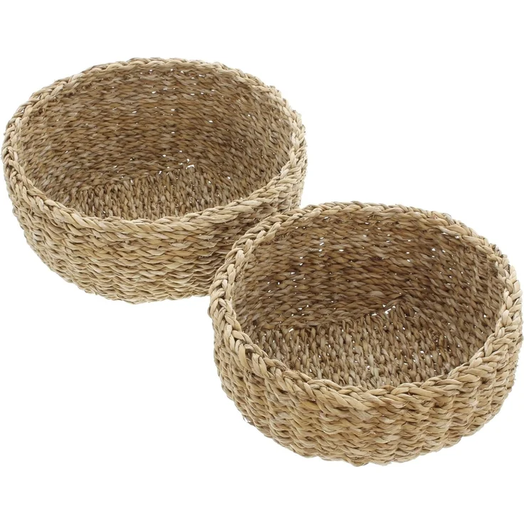 Schale Seegras rund 2er Set Deko Aufbewahrung Obstschale Tisch Korb Ø 25 cm – Bild 1