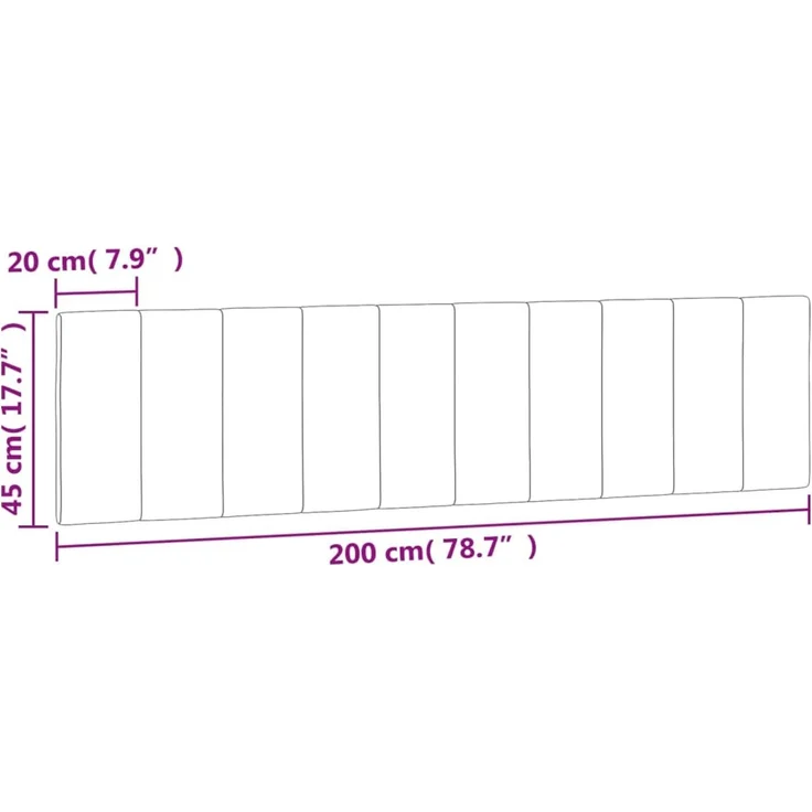 vidaXL Kopfteil-Kissen Hellgrau 200 cm Samt 374689 – Bild 10