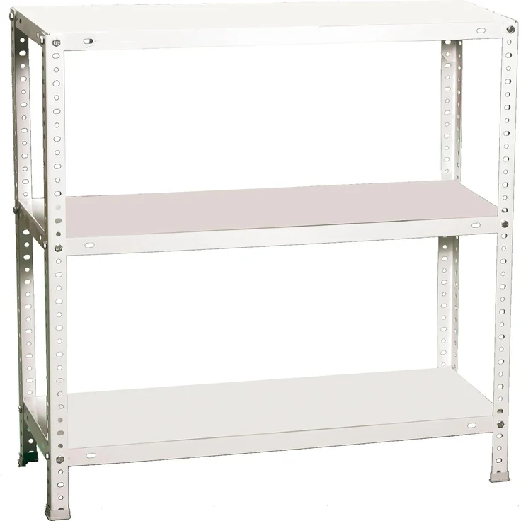 Simon Rack Schwerlastregal, 1000 x 1000 x 500 mm, Bis 100 kg Belastbar, 3 Verstellbare Ablagen, Kellerregal, Lagerregal, Weiss- Comfort – Bild 1