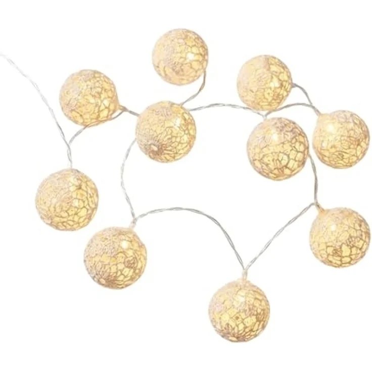 Provance Lichterkette LED Lichterkette Weiß mit 10 Großen Kugeln Innen – Bild 1