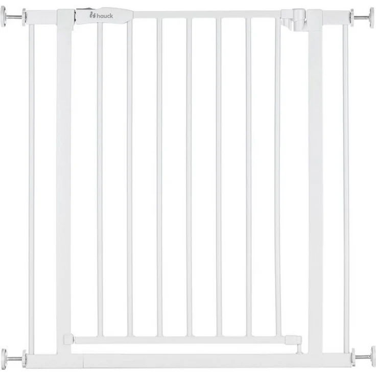 Hauck Treppenschutzgitter Türschutzgitter Open N Stop 2, für Breiten 75-80 cm, ohne Bohren, Einhändiges Beidseitiges Öffnen, Manueller Schließmechanismus, Metall (White) – Bild 4