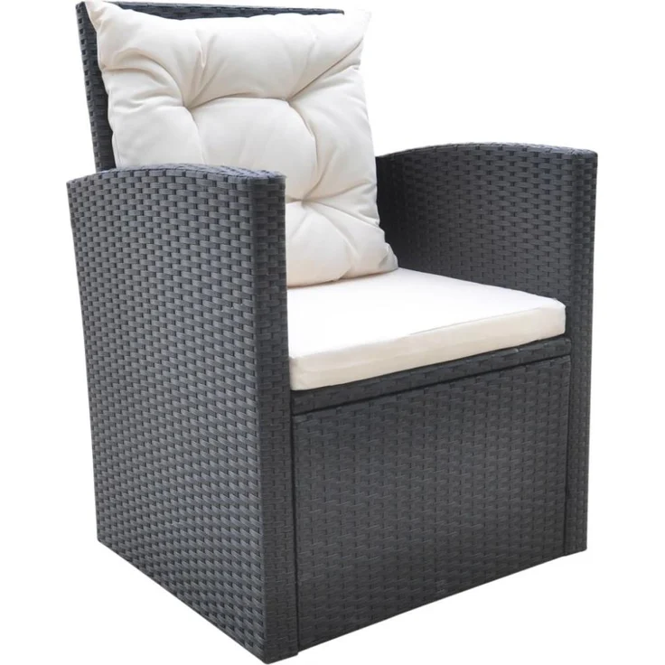 vidaXL 6-tlg. Garten-Essgruppe mit Kissen Poly Rattan Schwarz 42643 – Bild 6