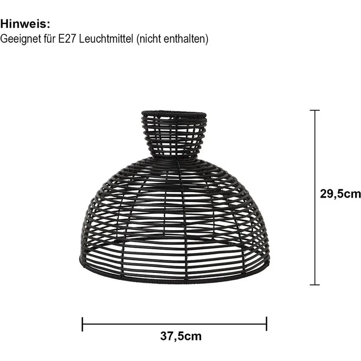 Outdoor Lampenschirm ,Runde, aus Kunst-Rattan, schwarz, E27, Ø 37,5cm – Bild 4