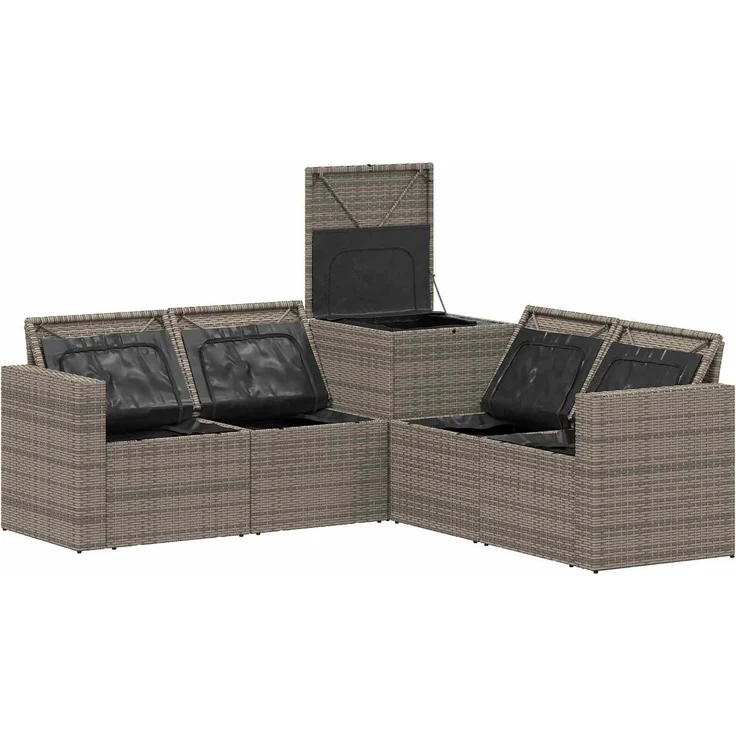 vidaXL Sofa Set 5 stk. Grau und Marineblau Polyrattan und Stahl 3447861 – Bild 6