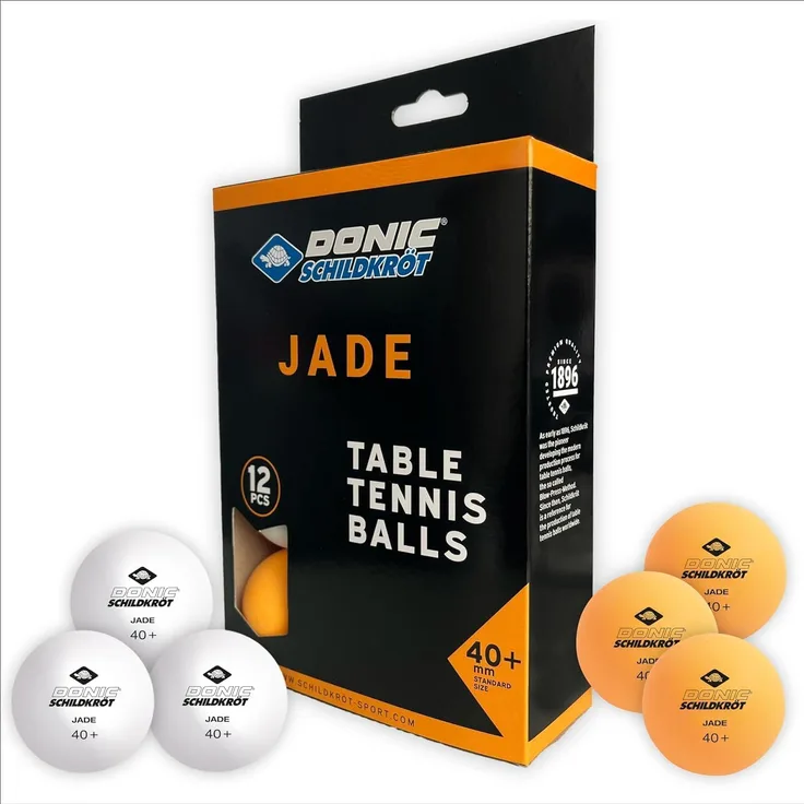 Tischtennisball Jade, Poly 40+ Qualität, 6 Stk. im Karton, 3x Weiß / 3x Orange