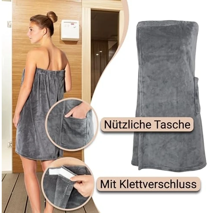 ZOLLNER Saunakilt für Damen aus Mikrofaser, L/XL, grau – Bild 4