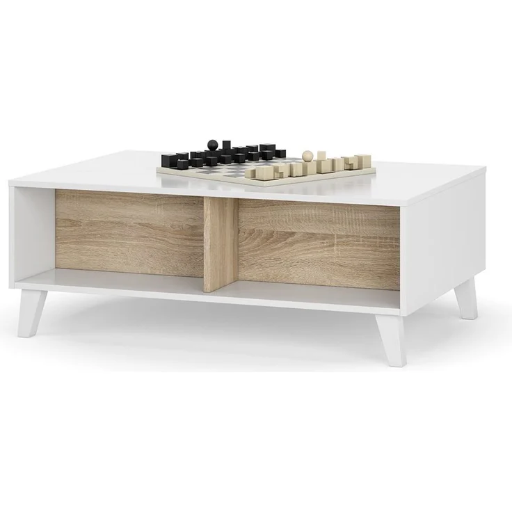 Calicosy 'ZAIKEN PLUS' Couchtisch mit teilweise hochklappbarer Tischplatte L100 cm - Weiß – Bild 4
