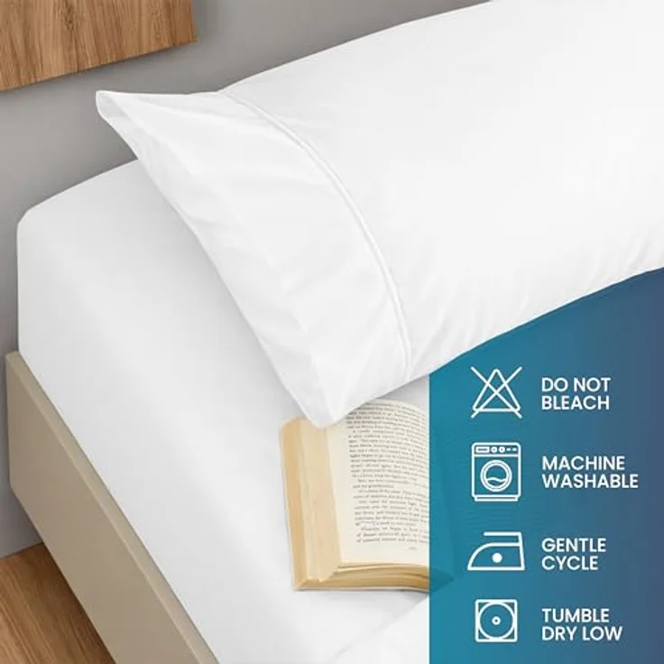Utopia Bedding Bettwäscheset, gebürstete Mikrofaser, weiche Bettlaken für großes Bett, enthält 1 Bettbezug, 1 Spannbetttuch und 2 Kissenbezüge, tiefer Umschlag, Weiß – Bild 6