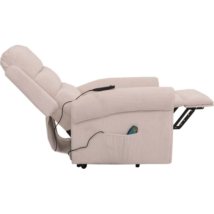 Fernsehsessel HWC-K63, Relaxsessel, Liegefunktion Aufstehhilfe Massage Heizfunktion, Stoff (220g/m²) Cord ~ creme-weiß – Bild 9