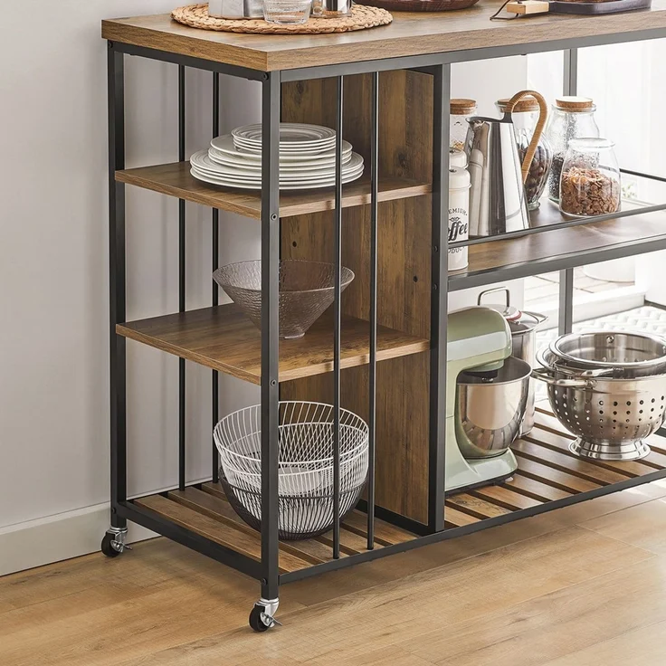 SoBuy SVW18-F Kücheninsel, MDF, PVC-Furnier, Braun, 108 x 92 x 45 cm – Bild 10