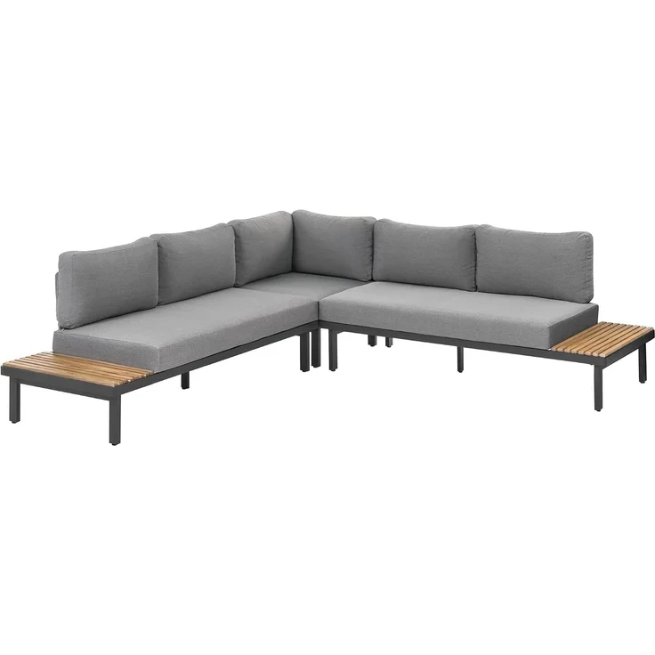 Garten Ecksofa mit Tisch 5-Sitzer FIVIZZANO Akazienholz Dunkelgrau – Bild 5