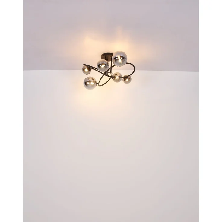 LED Tischleuchte, Metall, Glas Rauchfarbe, DH 52 cm – Bild 6