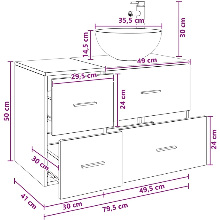 vidaXL Badezimmerschrank-Set 2 stk. Artisan-Eiche 79,5 x 41 x 80 cm 3403959 – Bild 10