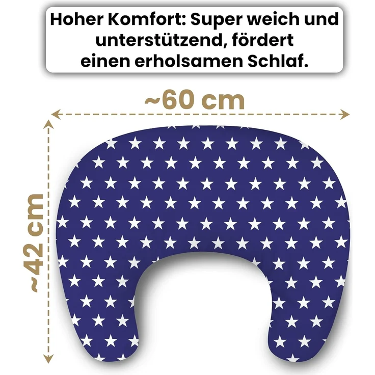 Amilian Stillkissen Lagerungskissen - Seitenschläferkissen - Stillkissen klein, Schwangerschaftskissen zum Schlafen, pregnancy pillow mit Füllung (60x42 cm), für Mütter und Babys – Bild 2