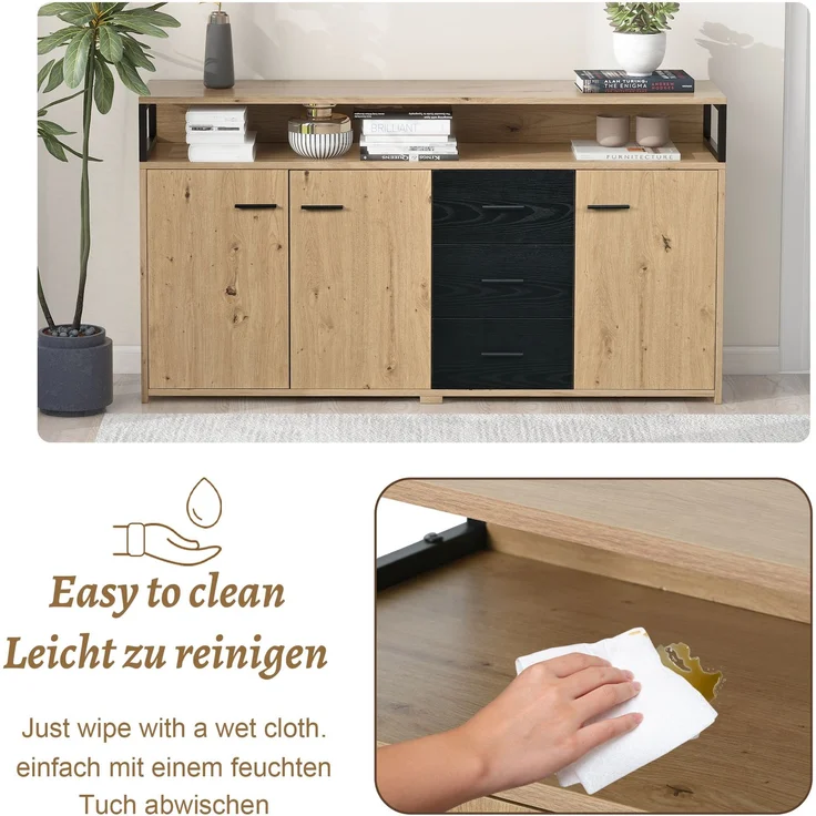 ZUBALIYA Küchenschrank 150x35x75,9 cm, aus Spanplatte, Schwarzbraun – Bild 24