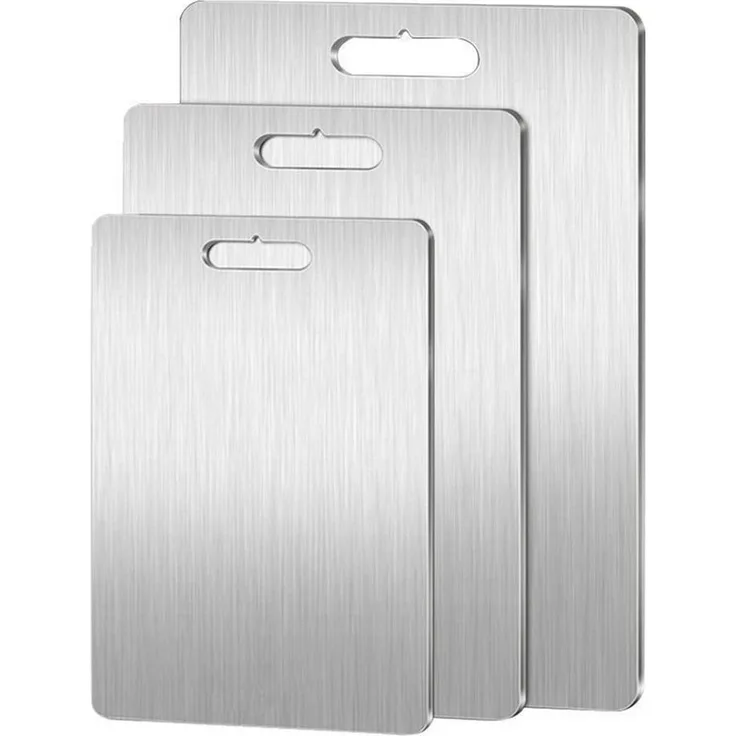 OSTWOLKE Schneidebrett 3pcs 304 Edelstahl Schneidebrett Cutting Board Doppelseitige für Küche, 304 Edelstahl