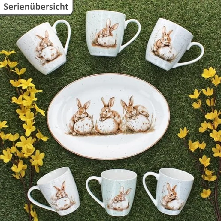 Ritzenhoff & Breker Becher Ritzenhoff Jumbobecher Bunny weiß 400 ml Porzellan Hase Oster-Geschirr, Porzellan – Bild 6