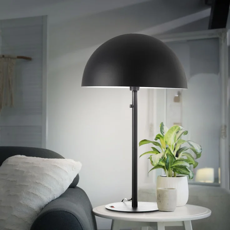 LED Retro Tischleuchte, Pilzdesign Metall grau, H 73 cm – Bild 5