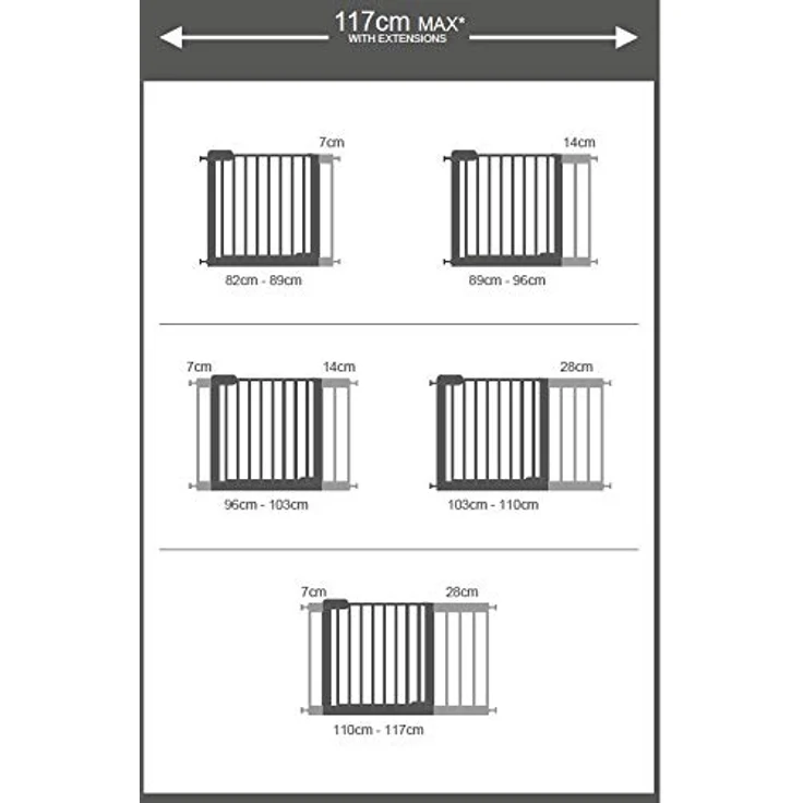 Lindam by Munchkin 28 cm Pressure Fit Universal Gate Extension, Grey – Bild 7